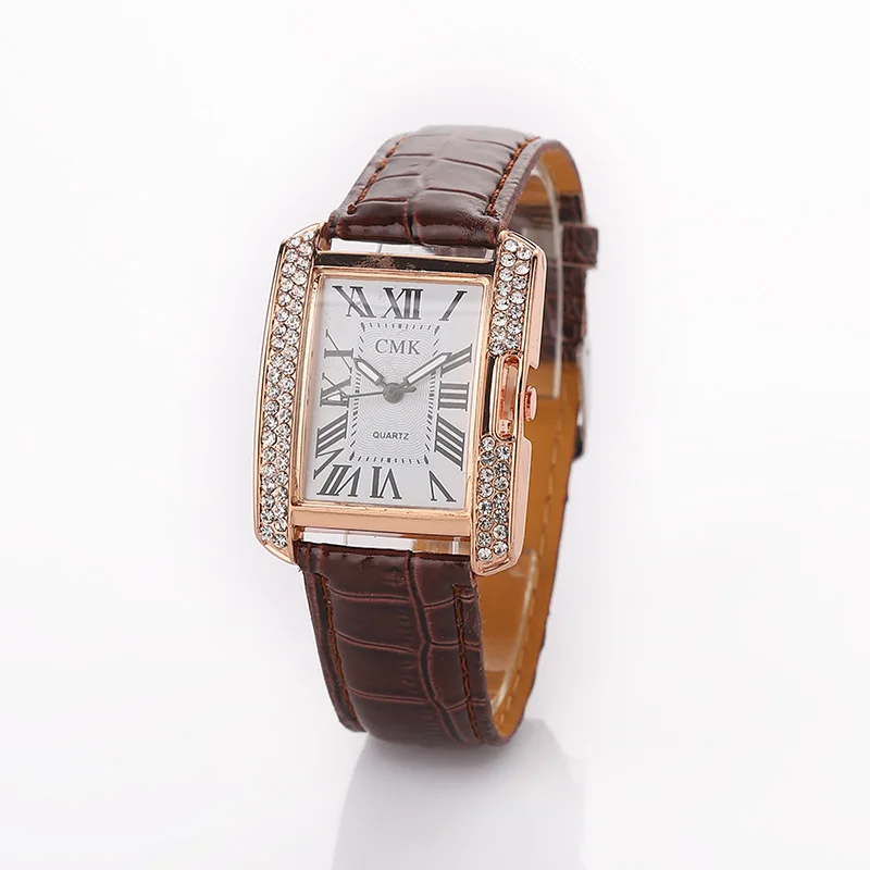 ファッション女性クォーツ時計長方形正方形オロロジオレディース高級ローマ数字ダイヤモンドビジネス腕時計クラシック時計