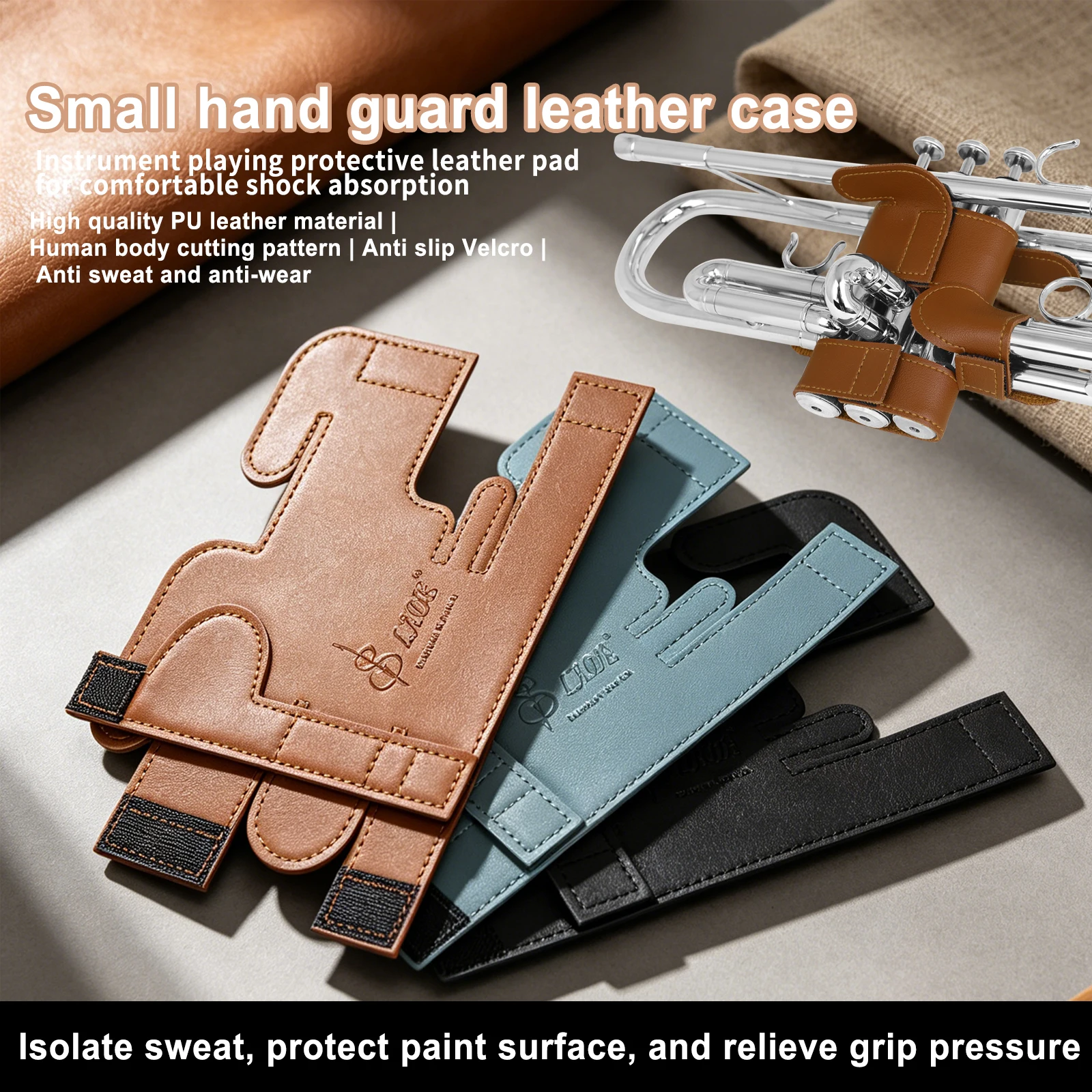 SLADE Trumpet Cover PU Leather Trumpets Valve Protective Cover Hand Grip Sleeve Professional Brass Instrument Parts Accessories