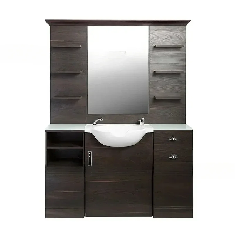 

Barber Shop Mirror Table Hair Salon Special Retro Mirror with Shampoo Basin Integrated Salon Furniture Silla De Maquillaje