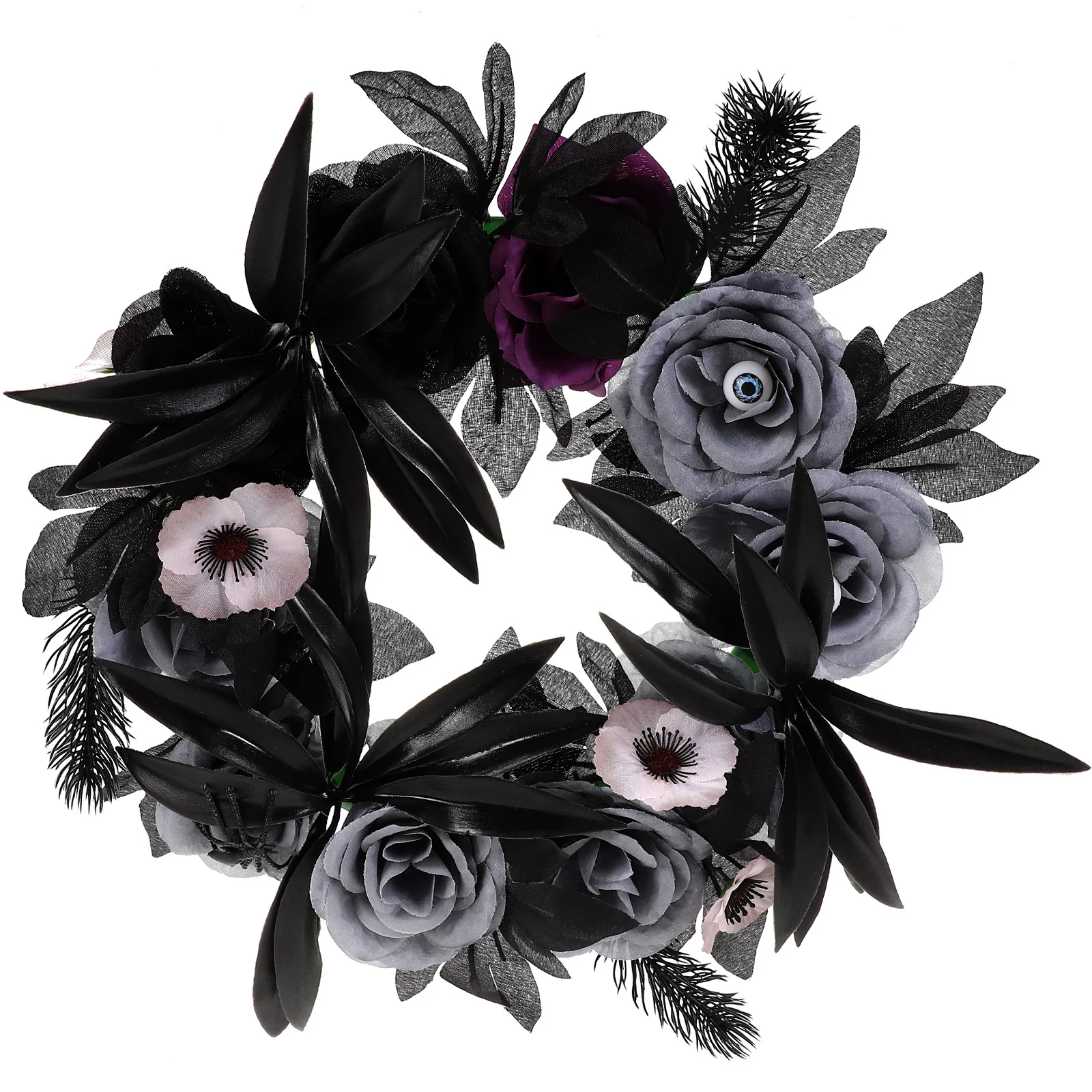 

Halloween Front Door Wreath Decor Scary Wreaths Rose Fake Plastic Decorative Hanging