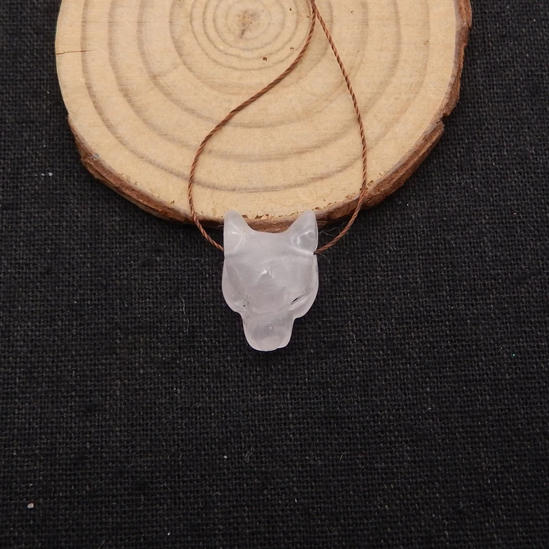 

Natural Stone Rose Quartz Leopard Head Handcarved Pendant Bead 20x14x10mm 3.3g for DIY Jewelry Necklace Accessories