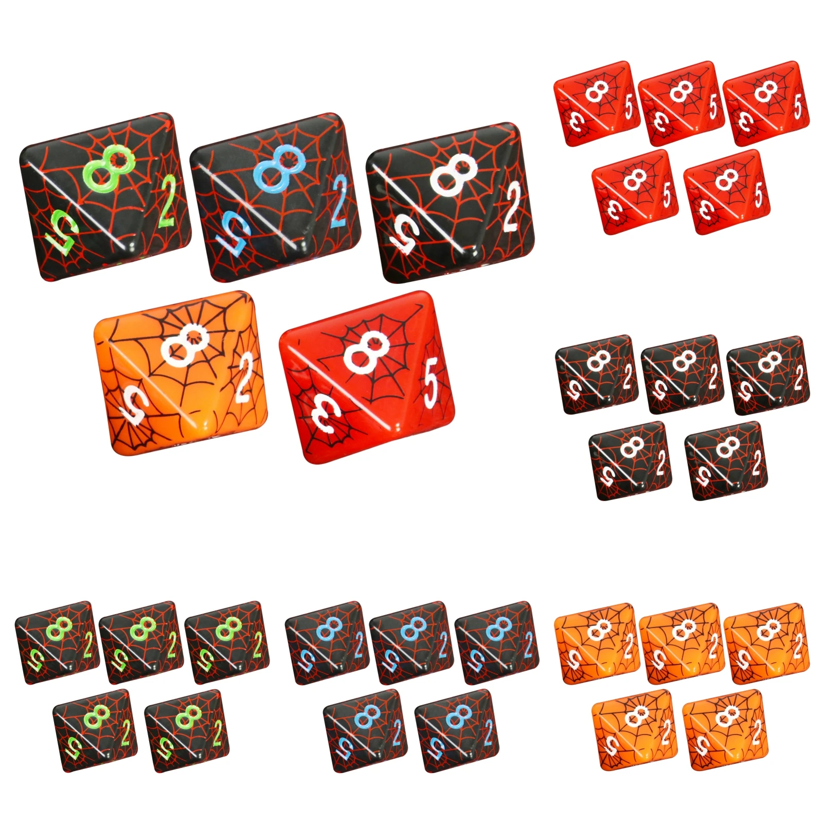 

5 шт./компл. многогранные кости D8 с шелковым рисунком паутины для развлекательных настольных игр DND RPG