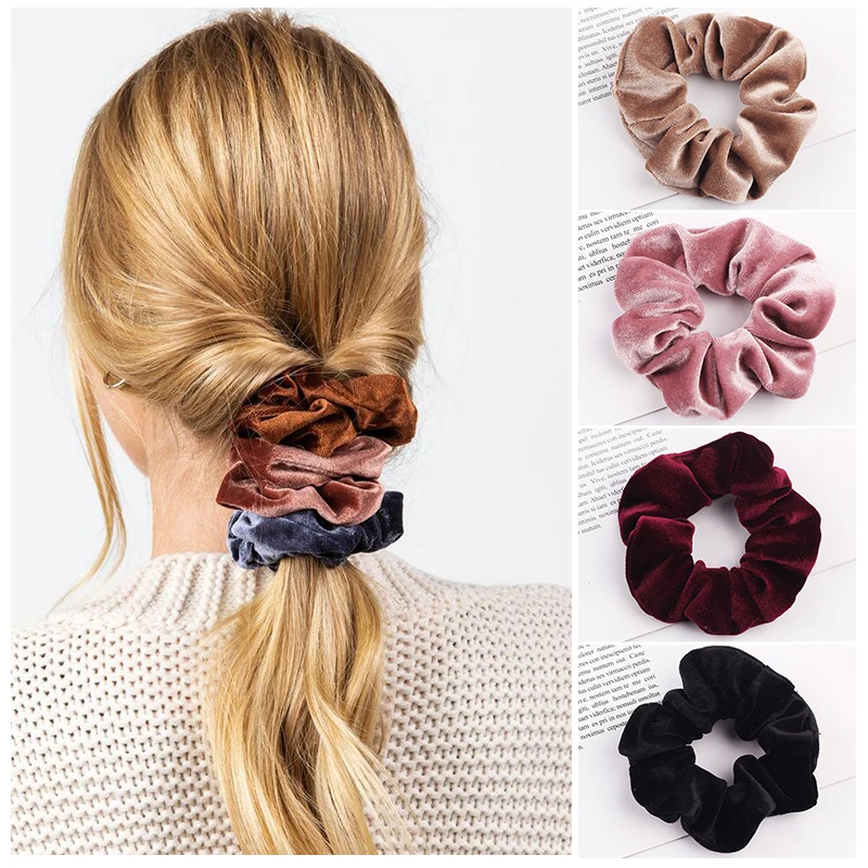 35 Colors Women Girls Velvet Scrunchies Elastic Rubber Bands Ponytail Hair Ring Ties Rope Korea Headdress Girls Hair Accessories