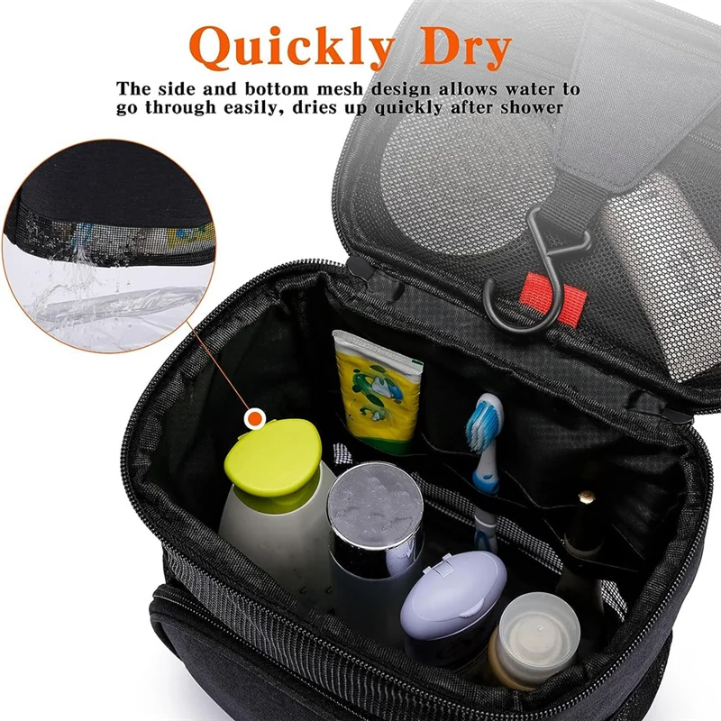 New Shower Portable, College Dorm Room Essentials Tote Bag for Bathroom, Quick Dry with Metal Hook, Travel Shower Bag