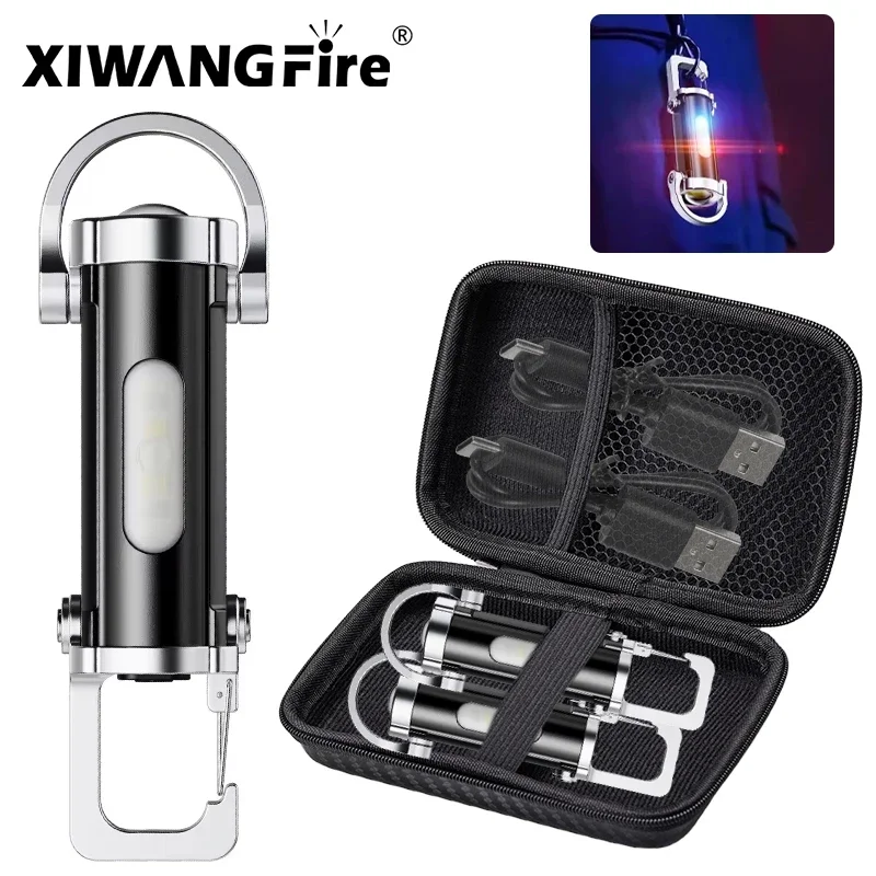 Mini EDC Keychain Flashlight-COB Work Light, Portable Emergency Lamp Handheld Flashlight for Hiking,Self-Defense Safety Lighting