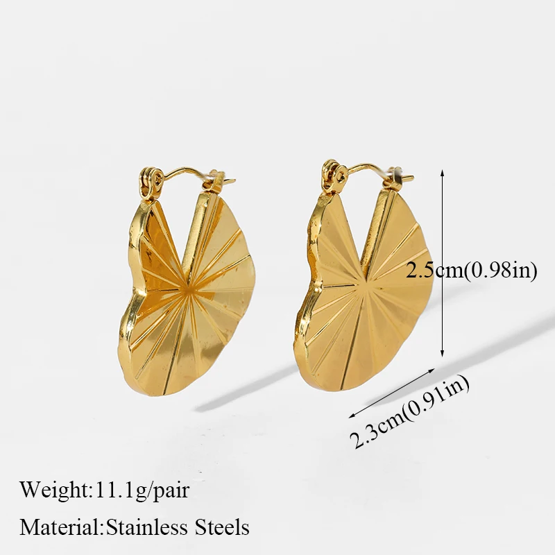 EILIECK 316L Edelstahl Goldfarben Runde Herz-Creolen für Frauen und Mädchen, Modische Ohrschmuck, Urlaubsgeschenk, Bijoux – Detail 8