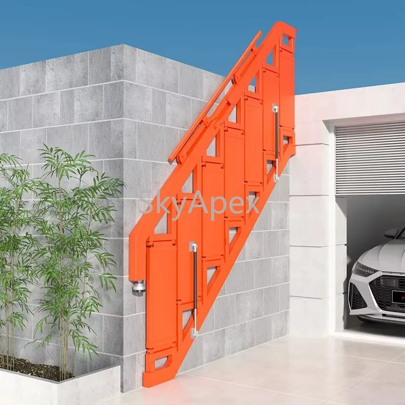 Modern Custom Folding Wall Storage Stairs Solid Wood & Steel Invisible Attic Ladder 400KG Load Unique Design for Home  Loft  Use