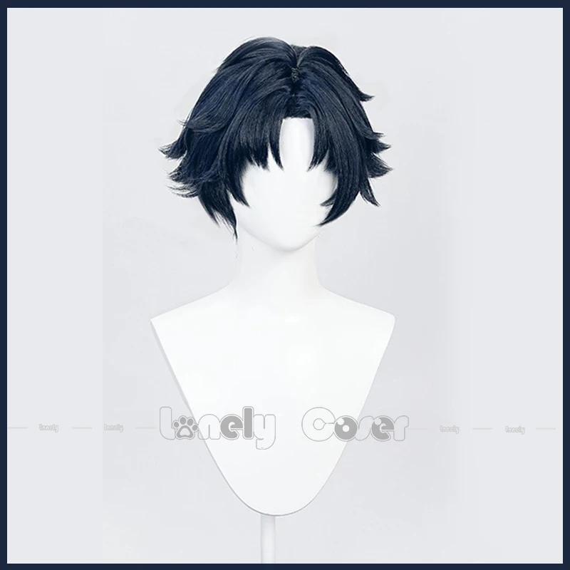 Zenless Zone Zero Asaba Harumasa Cosplay Wig Blue Black Short Wig For Men HSOS6 Party Game Role Play Halloween Free Wig Cap ZZZ