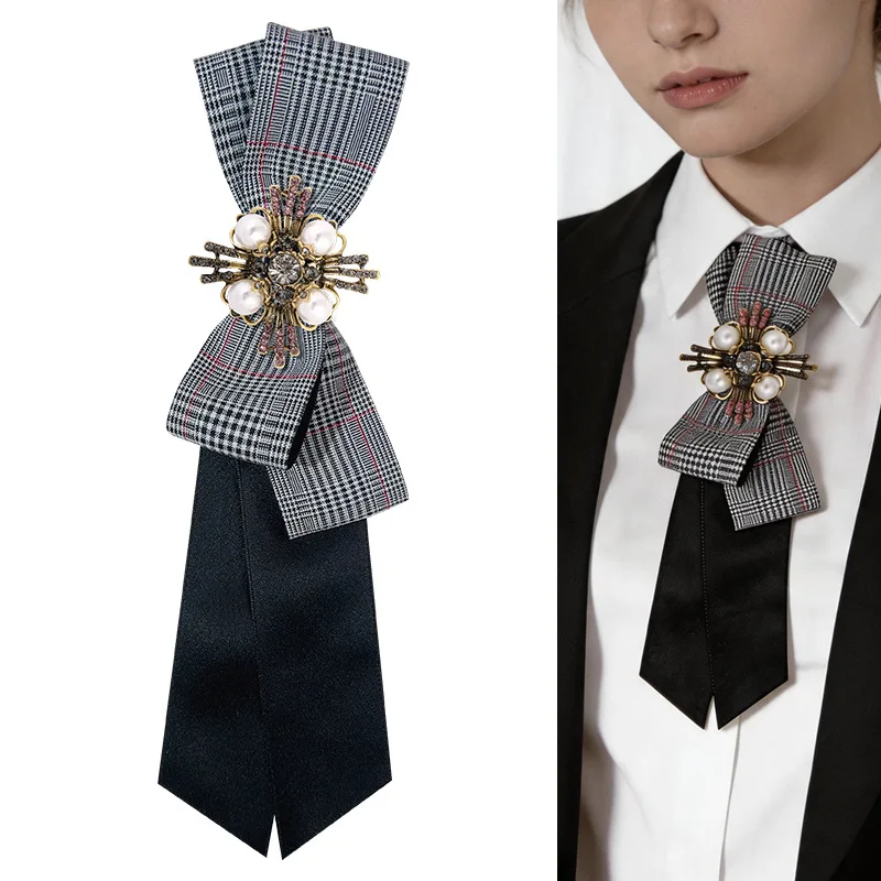 British Retro College Style Imitation Pearl Bow Tie Knot Free Design Banquet Graduation Ceremony Tie Decoration Accessories