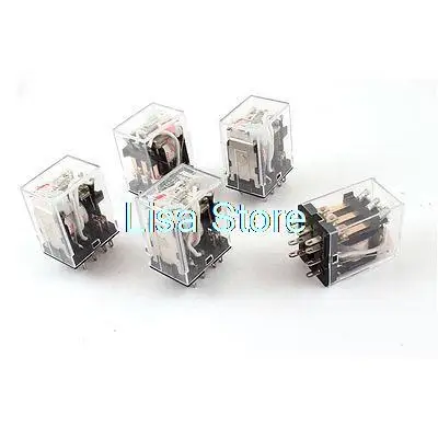 AC36V Coil 3PDT 11Pin Red LED Indicator Lamp General Purpose Power Relay 5Pcs