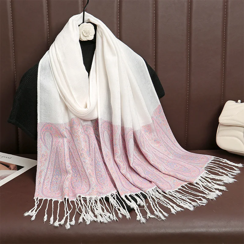 New Pashmina Hijab Scarf Printed Hijabs Cashmere Shawl Tassel Long Scarves Hijabs for Woman Turban Headscarf Female Foulard