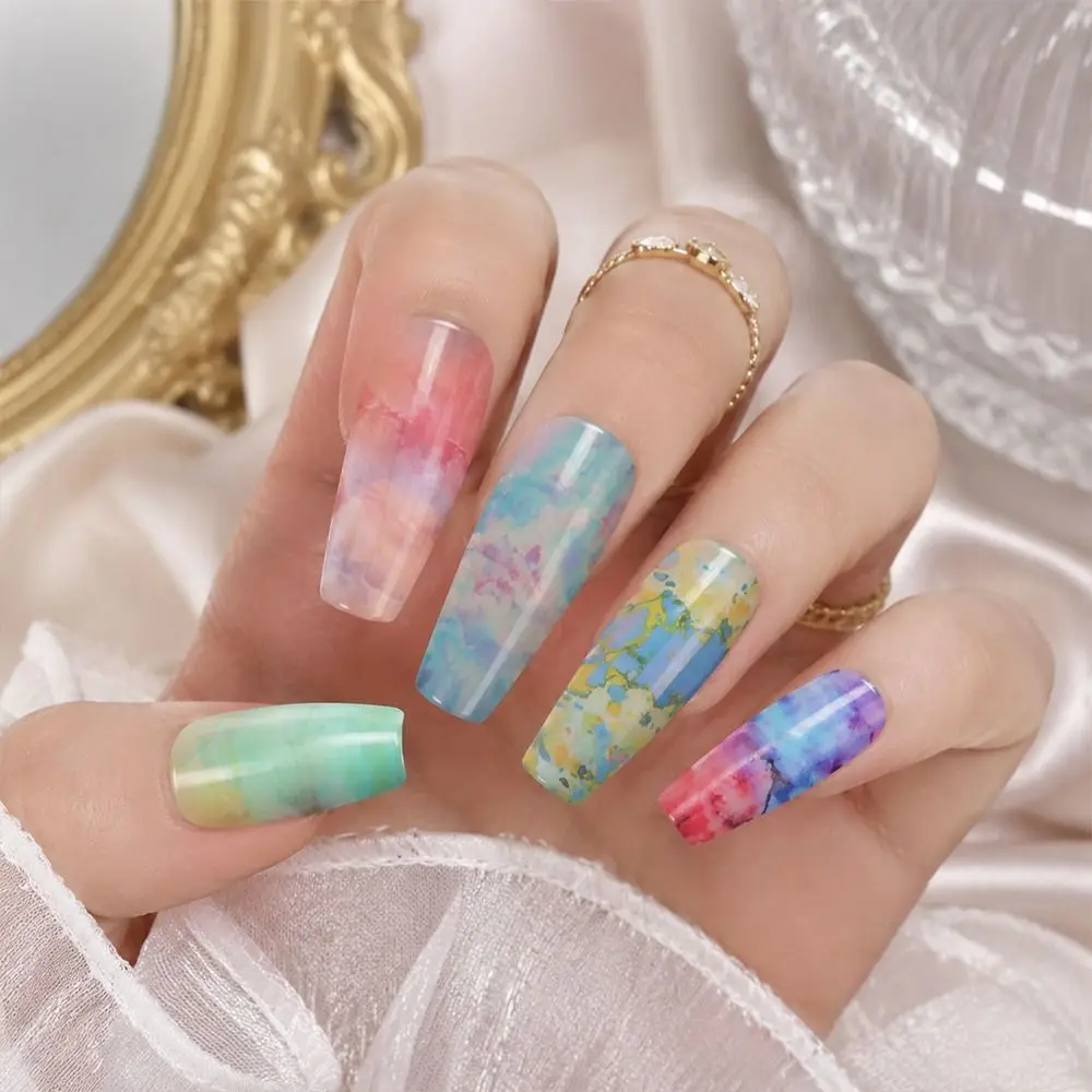 Fashion Flower Nail Foils The Starry Sky Stripe Pattern Nail Stickers Sequin Effect Nail Decals Manicure DIY