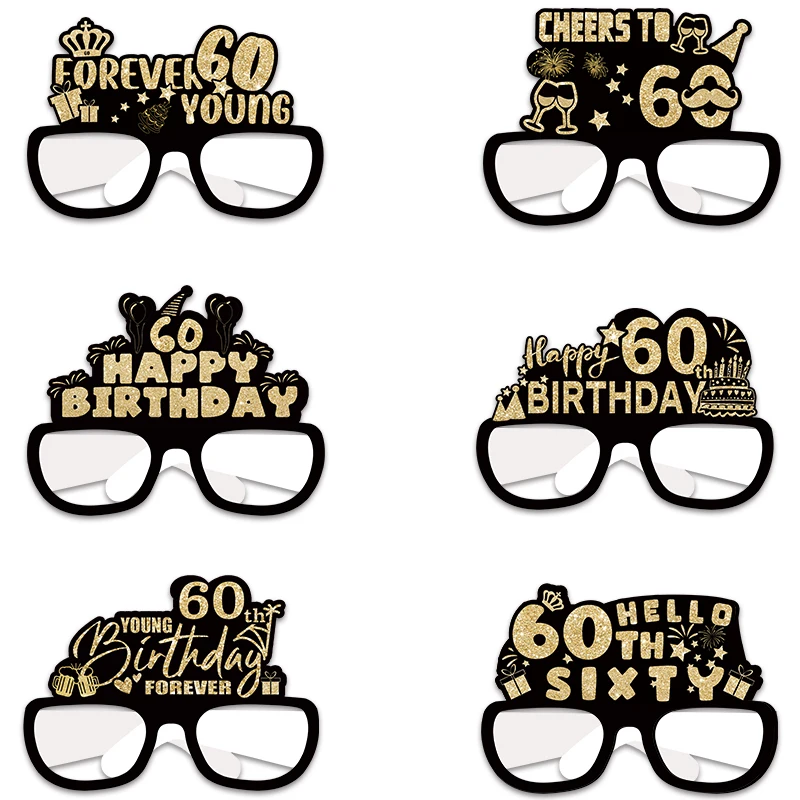 18th 30th 40th 50th Birthday Party Paper Glasses Black Gold Happy Birthday Party Decoration 18 30 40 50 60 70 Year Photo Prop