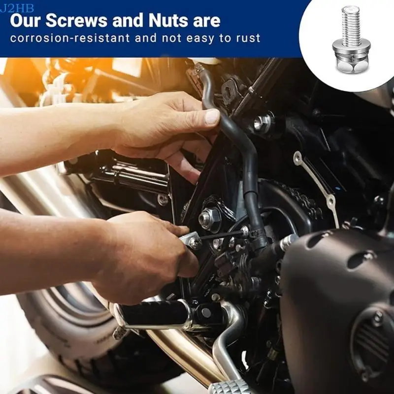 

J2HB Complete Set Of 56 Flanges Screws & Nut Hexagonal Head Screws & Nut Set Upgrades for DIY Enthusiasts & Profession