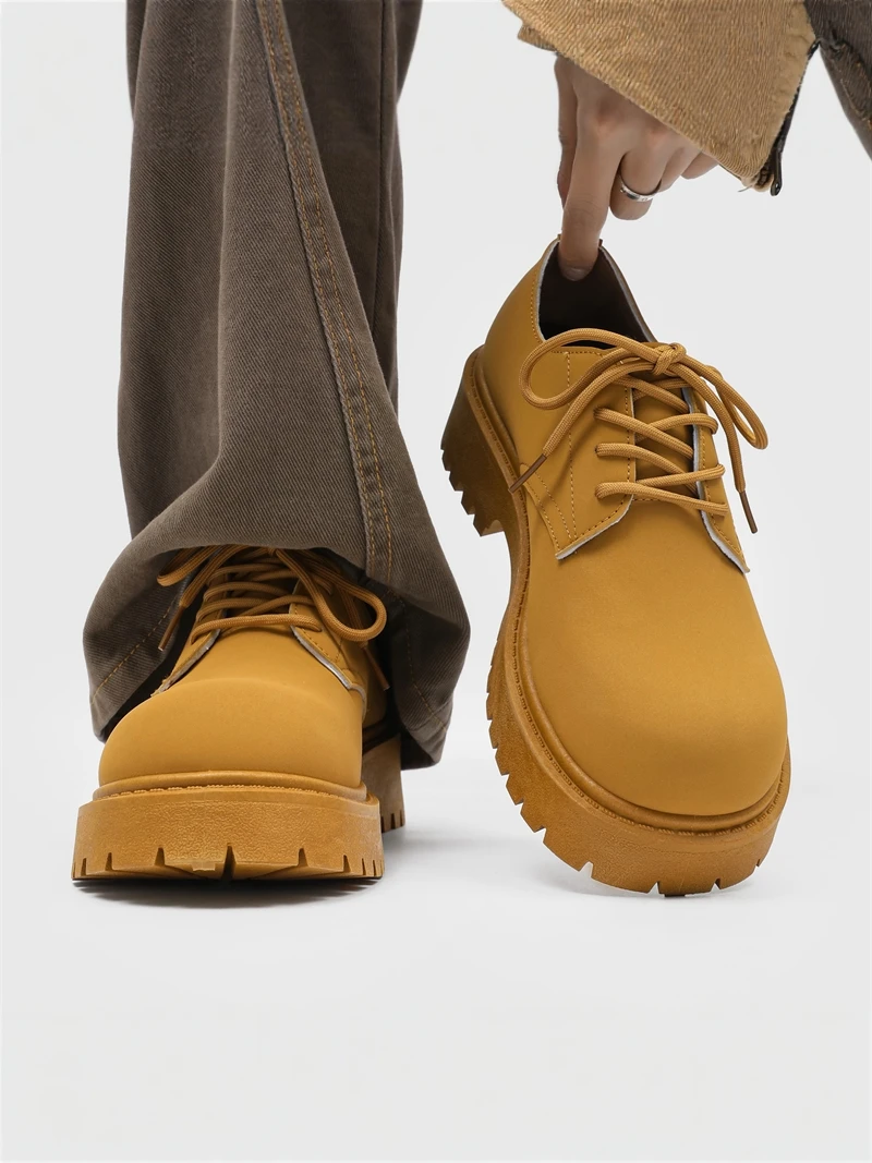 Men's Casual  Shoes Thick Bottom Large Head Versatile Trendy British Style Workwear Korean Version All-Match Summer Shoes