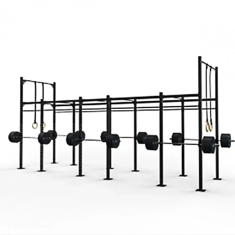 Plataformas de entrenamiento transversal personalizadas, diseño profesional de fábrica, aparejo para exteriores, jaula de energía, estante para sentadillas, aparejo de dominadas montado en la pared