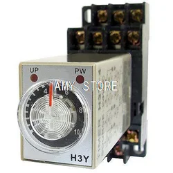 H3Y-4 12VDC/24VDC/24VAC/110VAC/220VAC/380VAC 0.1-1S/0.1-3S/0.2-5S Power on Delay Timer Time Relay 14 Pin DIN Rail Socket Base 3A