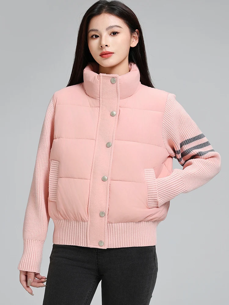 Or Capispalla da donna in cotone con giuntura lavorata a maglia Jaet Autunno Inverno Sle Cappotto in cotone color sangue dal design semplice per donna