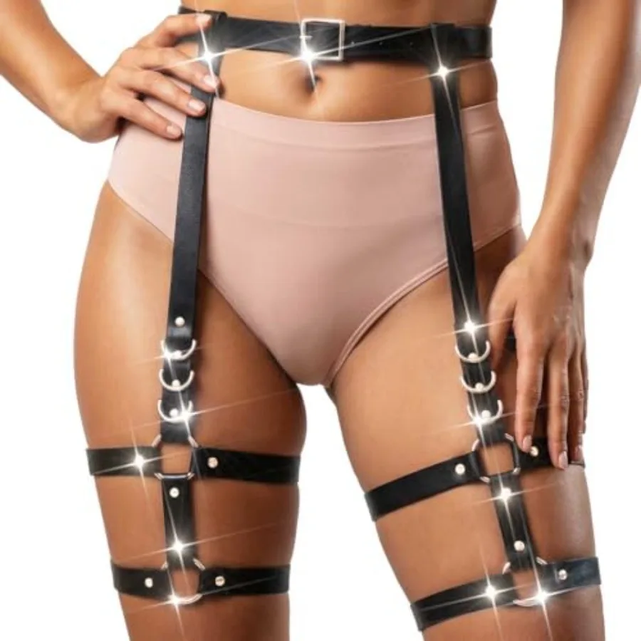 

Leather Leg Harness Thigh Black Fashion Rave Body Accessories for Women