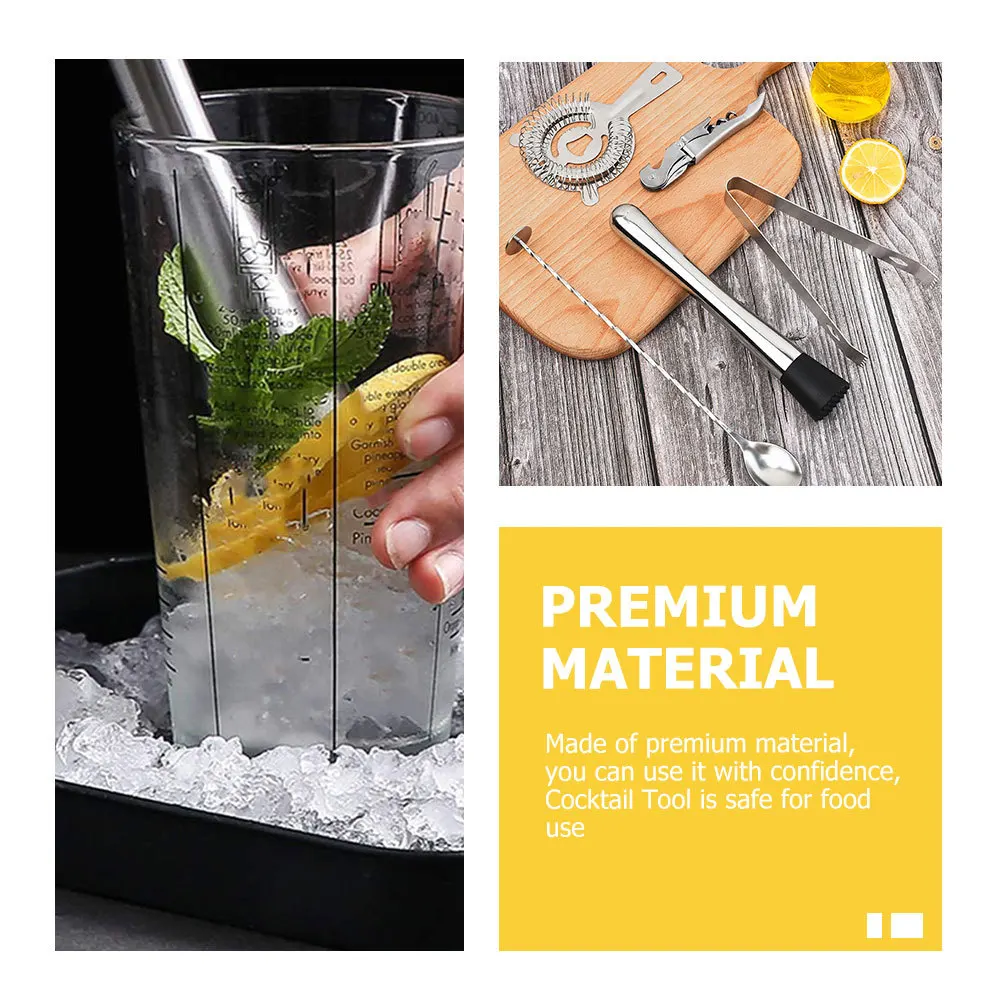 

1Set Stainless Steel Bartending Tool Cocktail Drink Mixer Tool Kit Cocktail Accessories Barware Muddler for Cocktails Set