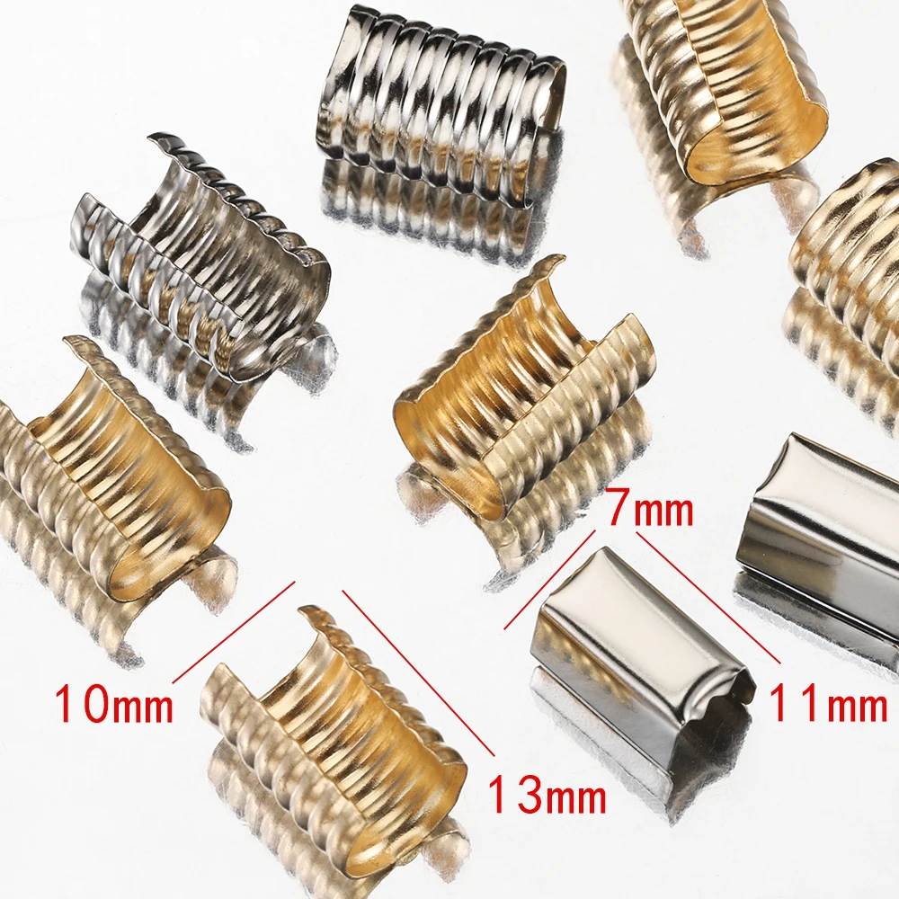 100PCS Gold color Round Fastener Crimping Rope Cord String 8x13mm Metal Foldable Clip for DIY Jewelry Making Bracelet Accessorie
