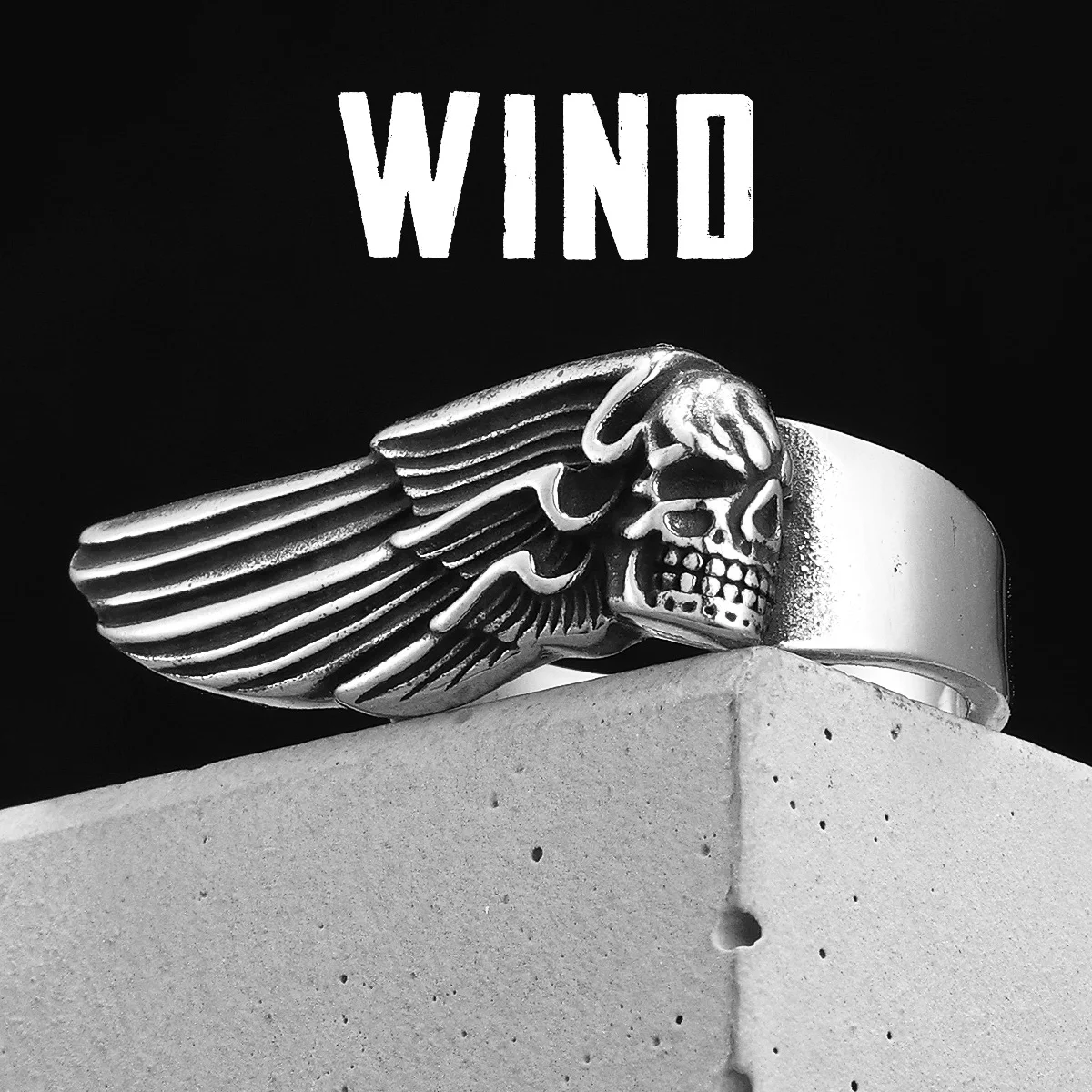Wind Rider Skull Men Rings Stainless Steel Women Jewelry Punk Rock Vintage Black Gothic Biker Fashion Accessories Gift Wholesale