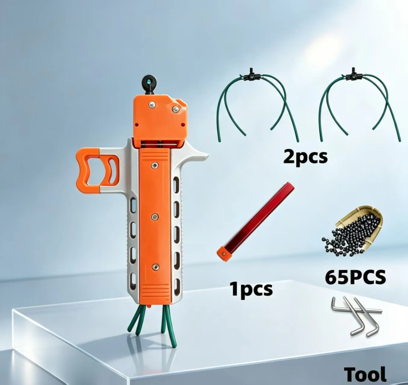 Professional Outdoor Slingshot Set, Quick-Loading Slingshot - Comes with an Automatic Magazine - 2 Replacement Bands - 65 Steel Balls. Portable Outdoor Hunting Slingshot, Outdoor Sports Practice Accessory, Suitable for Adults.