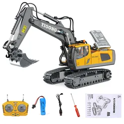 Remote Control Excavator Toy 11/9 Channel 2.4Ghz RC Construction Vehicle With Metal Shovel Truck Toys For Kids 680° Rotation