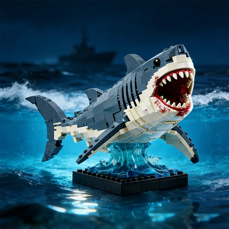 

New Jaws Great White Shark Building Blocks Compatible Creative Assembly Collectible Toy Desktop Decor Model For Kids Adults