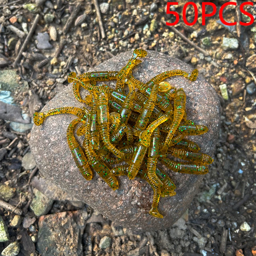 50 pçs t cauda grub worm vibrotail tioga isca macia wobblers artificiais para shad pique corrico peixe carpa iscas de pesca conjunto swimbait