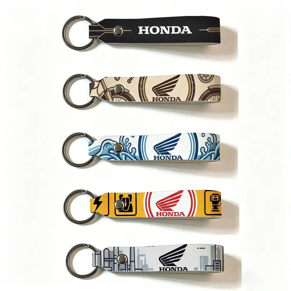 FOR HONDA RACING RIDE PU Leather Keychain Minimalist Key Holder Durable Key Organizer Car Keys Bag Accessories Gift
