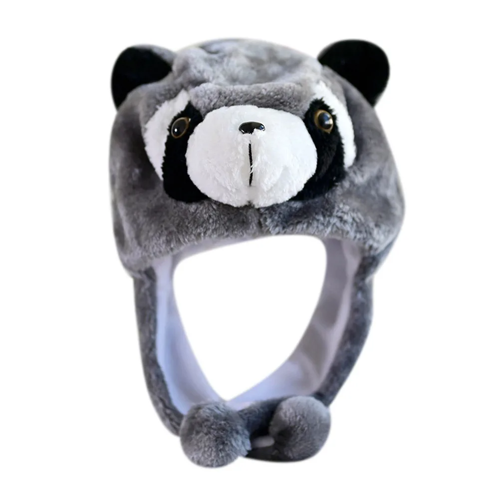 Short Cut Style Animal Hat Wind Blocking Thick Lining Headgear Full Ear Coverage Cute Cartoon Print Winter Headwear