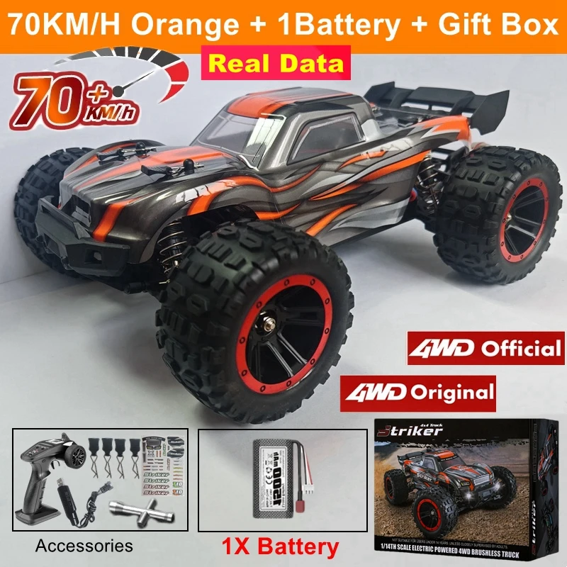 4WD RTR Borstelloos High Speed Monster 4X4 All Terrain Off-Road Snelle RC Auto 40 KM/H of 70 KM/H Drift Afstandsbediening Racing Truck