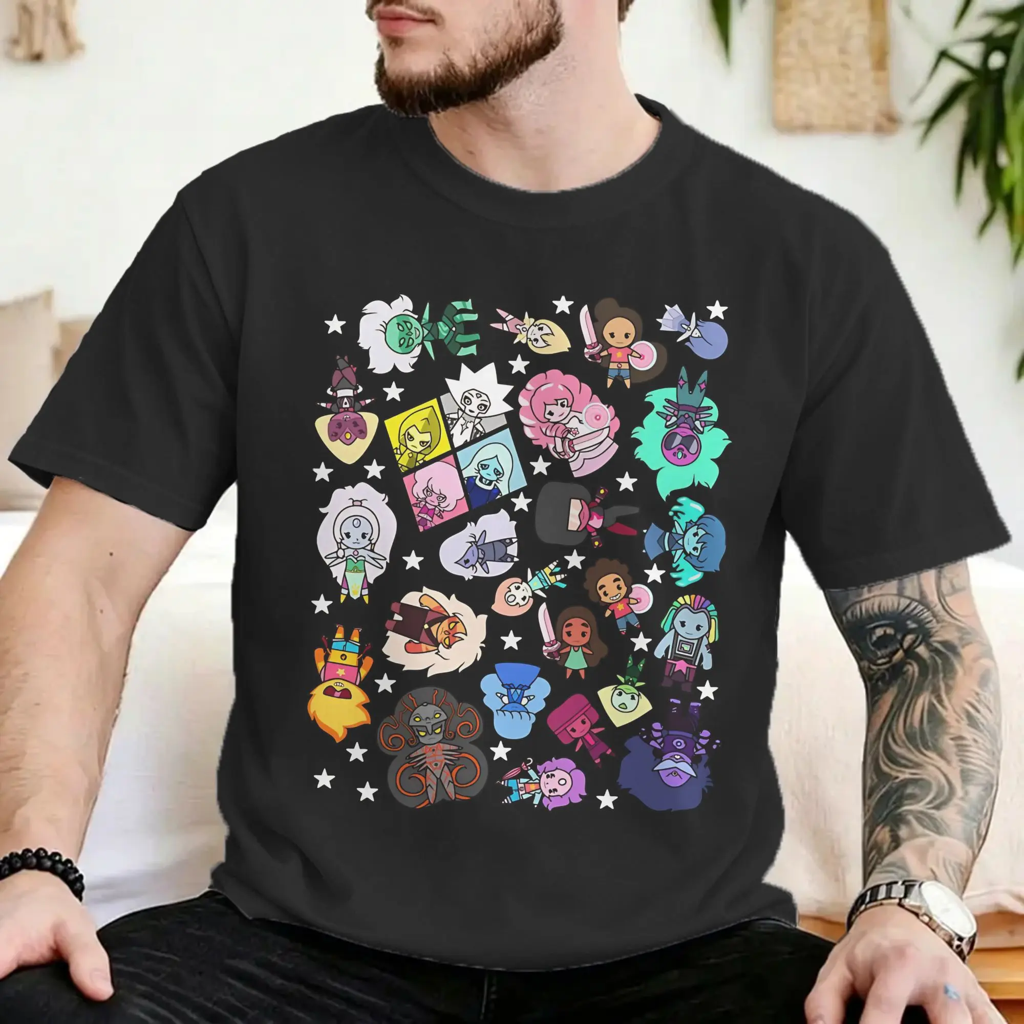 Camisetas con gemas de granate y lapislázuli para hombre y mujer, camiseta Vintage de algodón, camisetas de Steven-Universed, ropa de manga corta, recién llegado