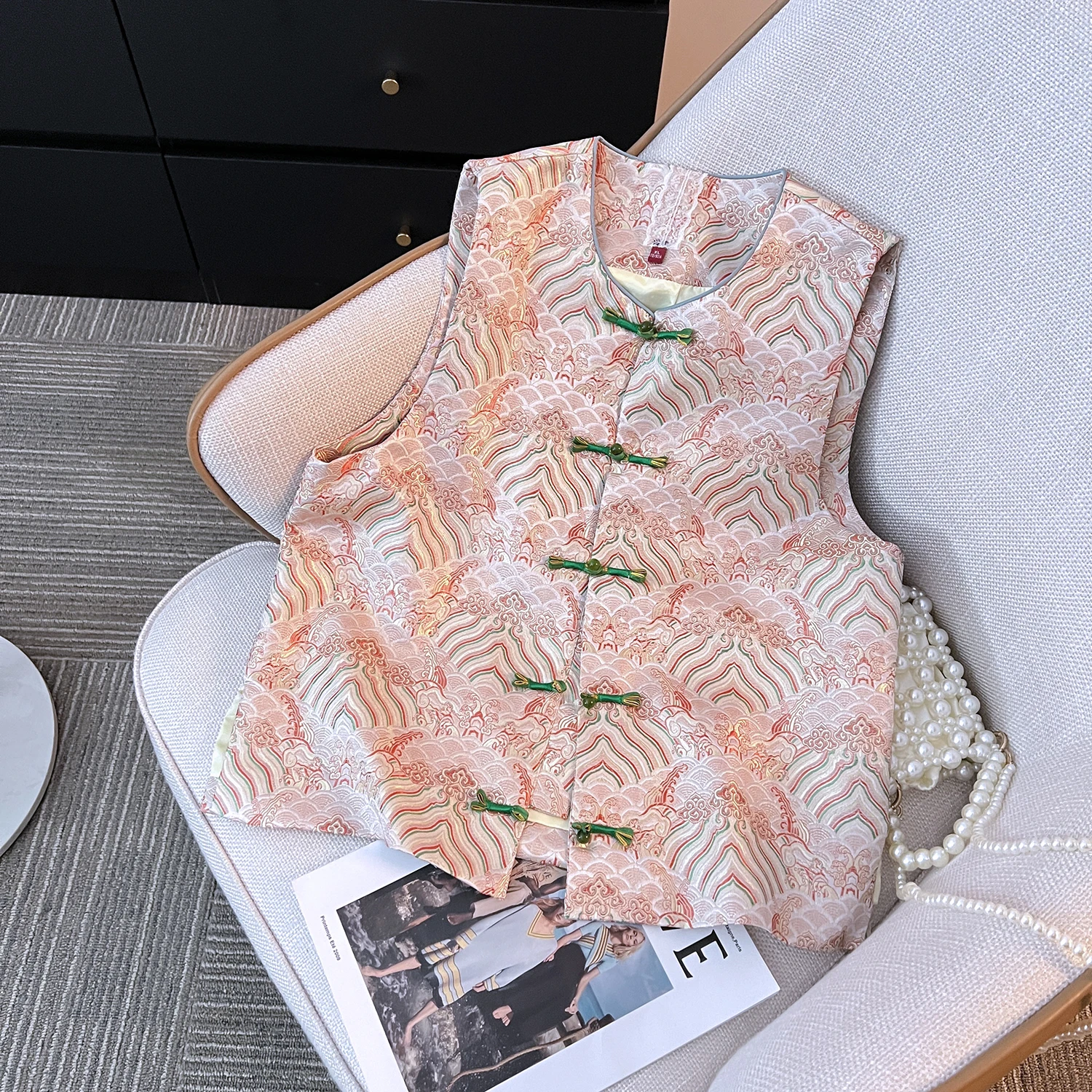 

Young Sle Tang Suit Jaet Women's Svel Vest Floral Embroidery Outerwear Chinese National Sle New Faion