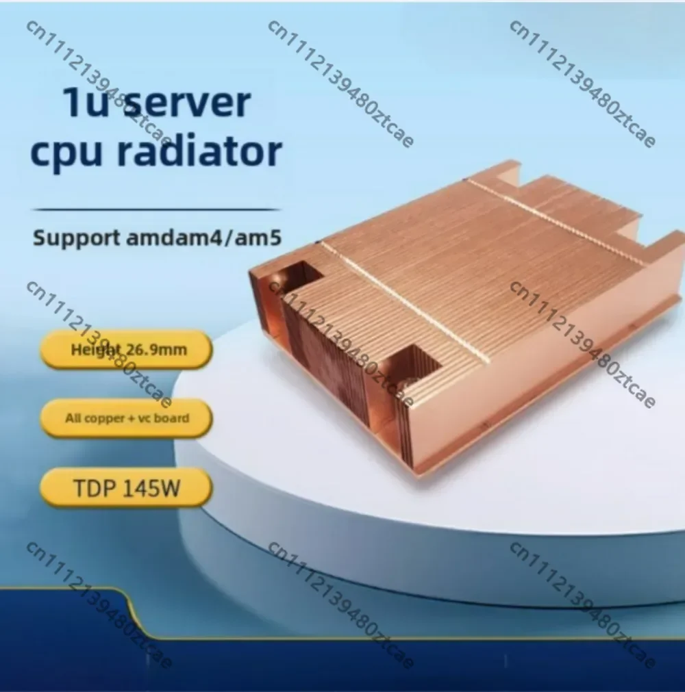 1U Pure Copper VC Server Heatsink Ultra Thin ITX Desktop Cooler for AMD AM4 AM5 Socket