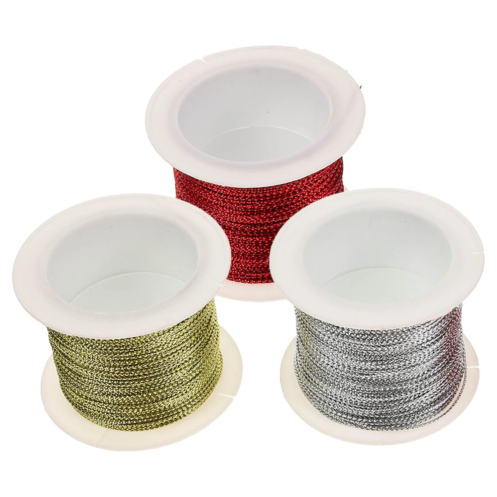 

3 Rolls Label Strings 20m Gold Silver Red Premium Material Sturdy Durable Christmas Ornament Wire Glitter Cord