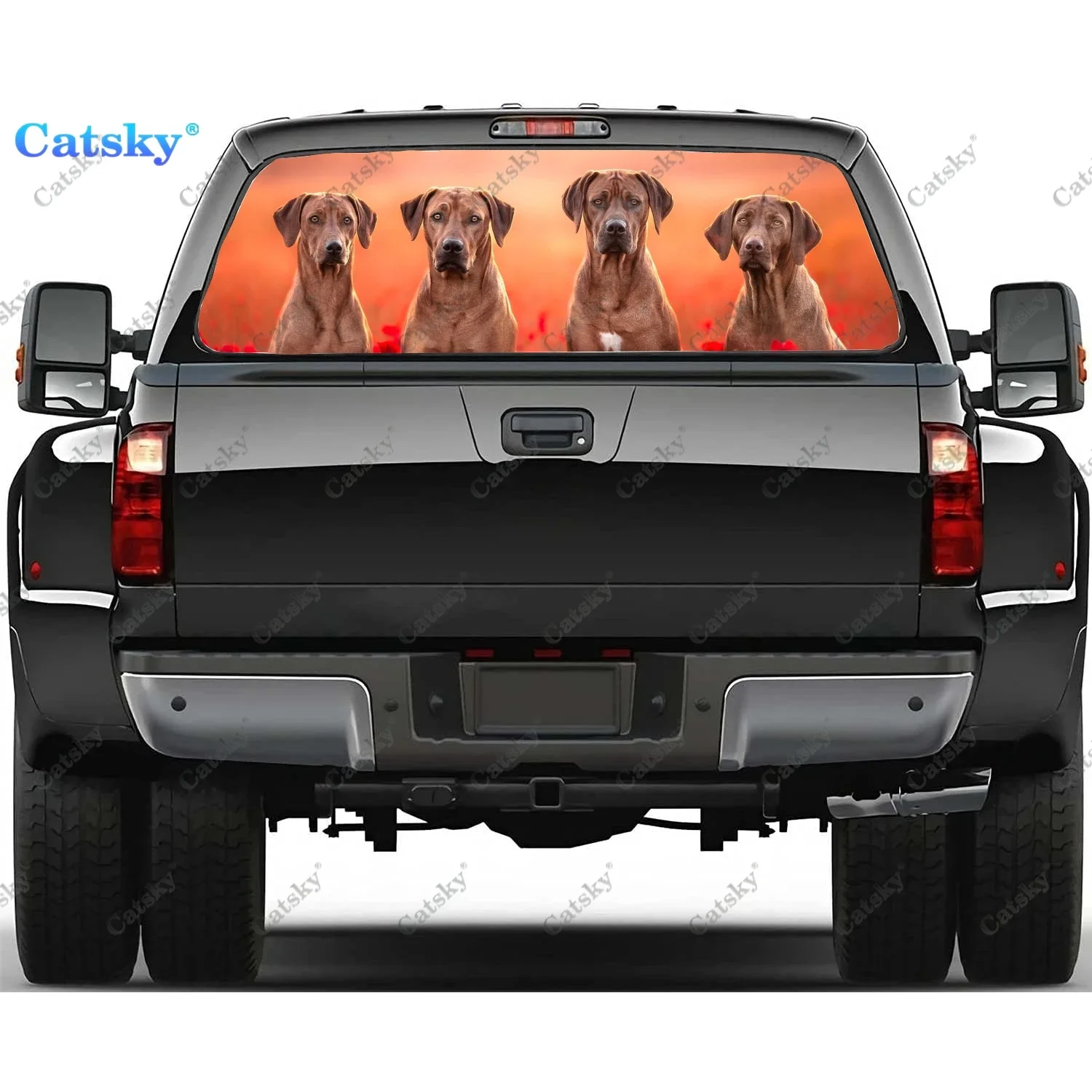 Rhodesian Ridgeback Rear Window Decal Fits Pickup,Truck,Car Universal See Through Perforated Back Window Vinyl Sticker