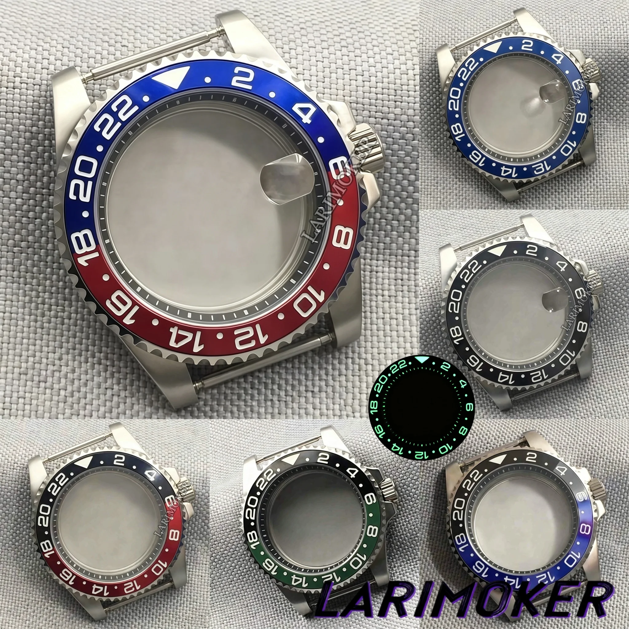 

LARIMOKER40mm Men’s Automatic Watch silver watch case Luminous green ceramic bezel sapphire glass fit NH34 NH35 ETA2824 movement