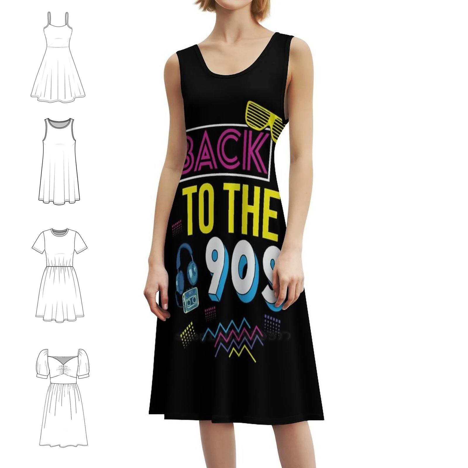 

Женское уличное платье в стиле хип-хоп «Назад в девяностях» с графическим принтом для вечеринки и клуба Одежда для девяностых музыки «Возьмите мне обратно в платье»