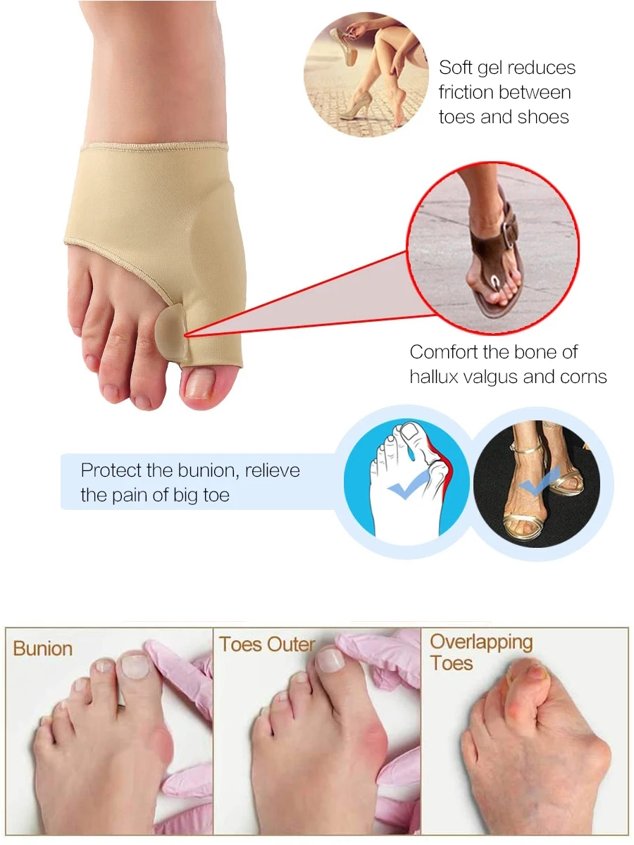 One Pair Toes Corrector Big Toe Separator Protector Bunion Sleeve Straighteners Bunion Corrector Regulator Sock Feet Care Tool