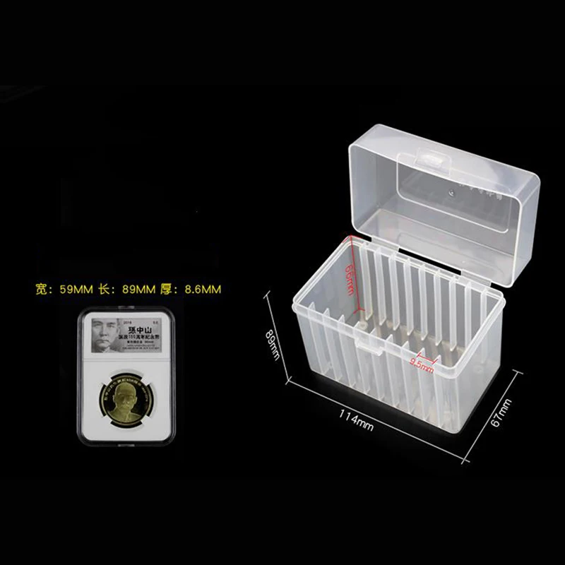 البلاستيك الشفاف 10 عملات معدنية حامل تخزين بلاطة صناديق PCCB عملة عرض كبسولة جمع NGC PCCG عملات عالية الجودة
