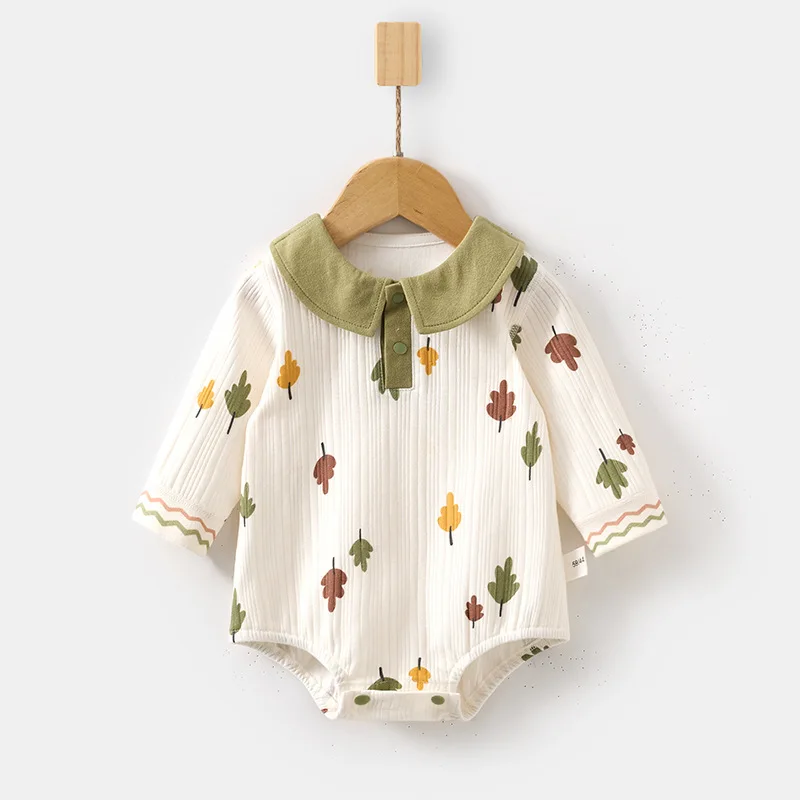 Spring Baby Girls' Onesie Newborn Baby Flip Collar Cute Jumpsuit Half Sleeved Shorts Baby Hoodie Crawling Suit