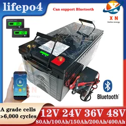 Waterproof 12V 24V 36V 48V 80Ah 100Ah 150Ah 200Ah 400Ah Lifepo4 battery BMS inside for trolling motor boat RV +Charger