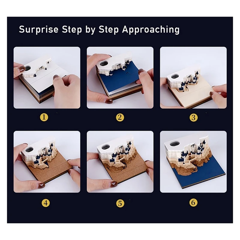 Time Piece Calendar, 2025 Desk Calendar Memo Pad, 3D Magic Castle Time Piece Notepad With Lights