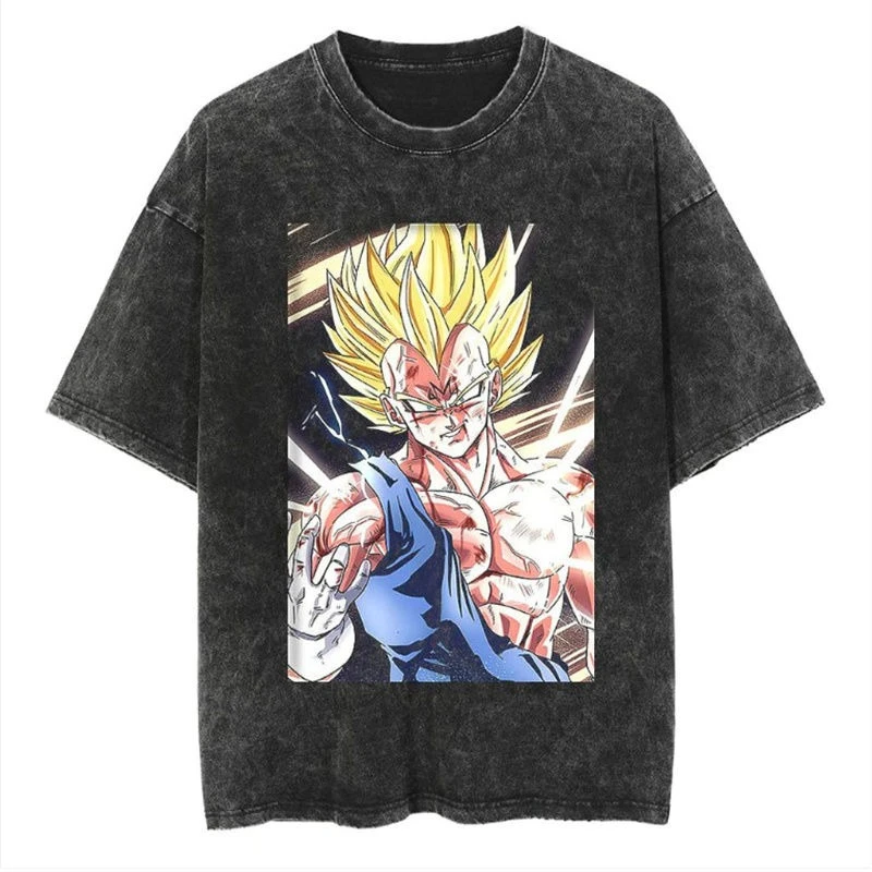 

Hip Hop Anime Dragon Ball Washed Tshirt Japanese Graphic T Shirt Oversized Men Harajuku T-Shirt Loose Top Tees Cotton Black
