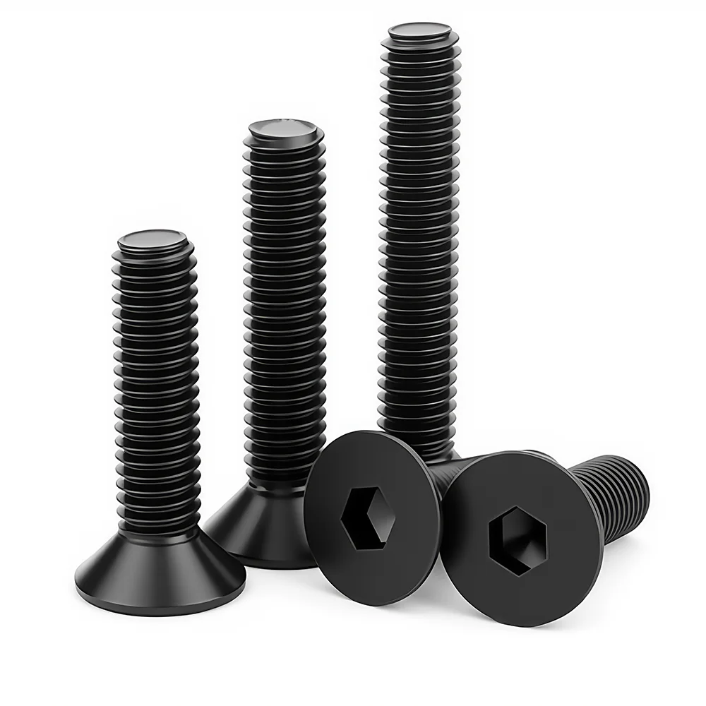 2-50pcs Hexagon Hex Socket Flat Head Bolt M2 M2.5 M3 M4 M5 M6 M8 M10 M12 DIN7991 Black Carbon Steel Countersunk Allen Bolt Screw