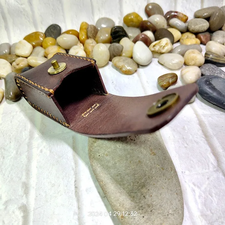 Blongk Leather Folding Glasses Box Belt Pack Cowhide Hand-made Foldable Glasses Case Small Waist Bag Men Women PD-ZD