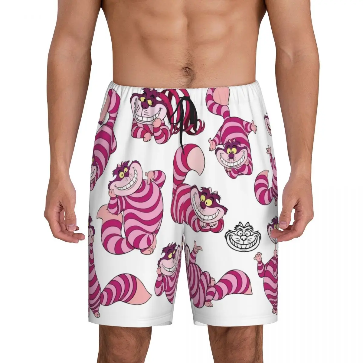 

Men Alice In Wonderland Cheshire Cat Pajama Shorts Custom Print Sleep Pjs Sleepwear Bottoms with Pockets