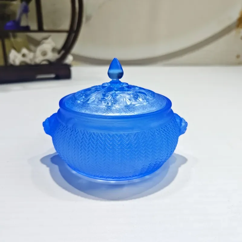 Vintage Glazed Ceramic Incense Burner with Lion Ear Handles Aromatherapy Holder for Home Decor Indoor Zen Buddha Statue